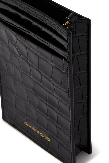 Croc Embossed Leather Skull Phone Case